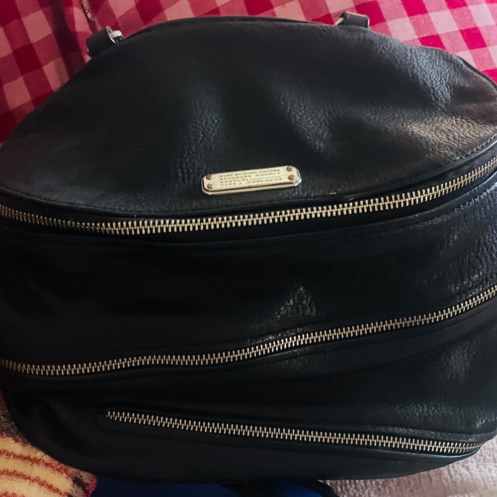 Marc by Marc Jacobs Black Leather Backpack with Gold Hardware